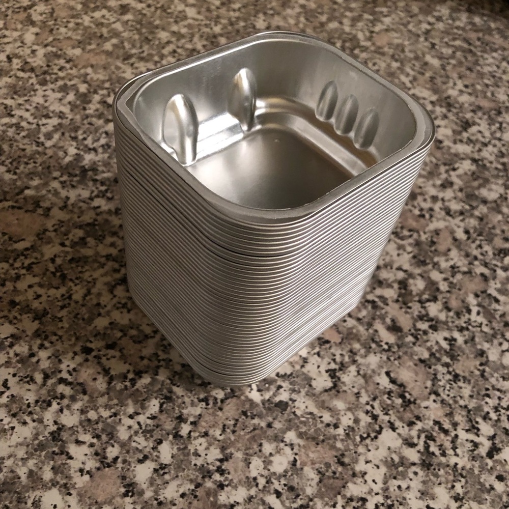 Mini pans aluminum tinfoil 43 bundle craft storage silver tone disposable set